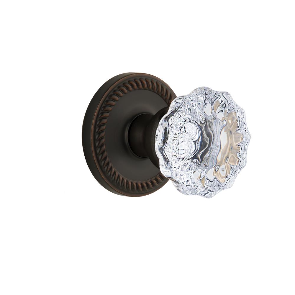 Grandeur by Nostalgic Warehouse NEWFON Privacy Knob - Newport Rosette with Fontainebleau Crystal Knob in Timeless Bronze